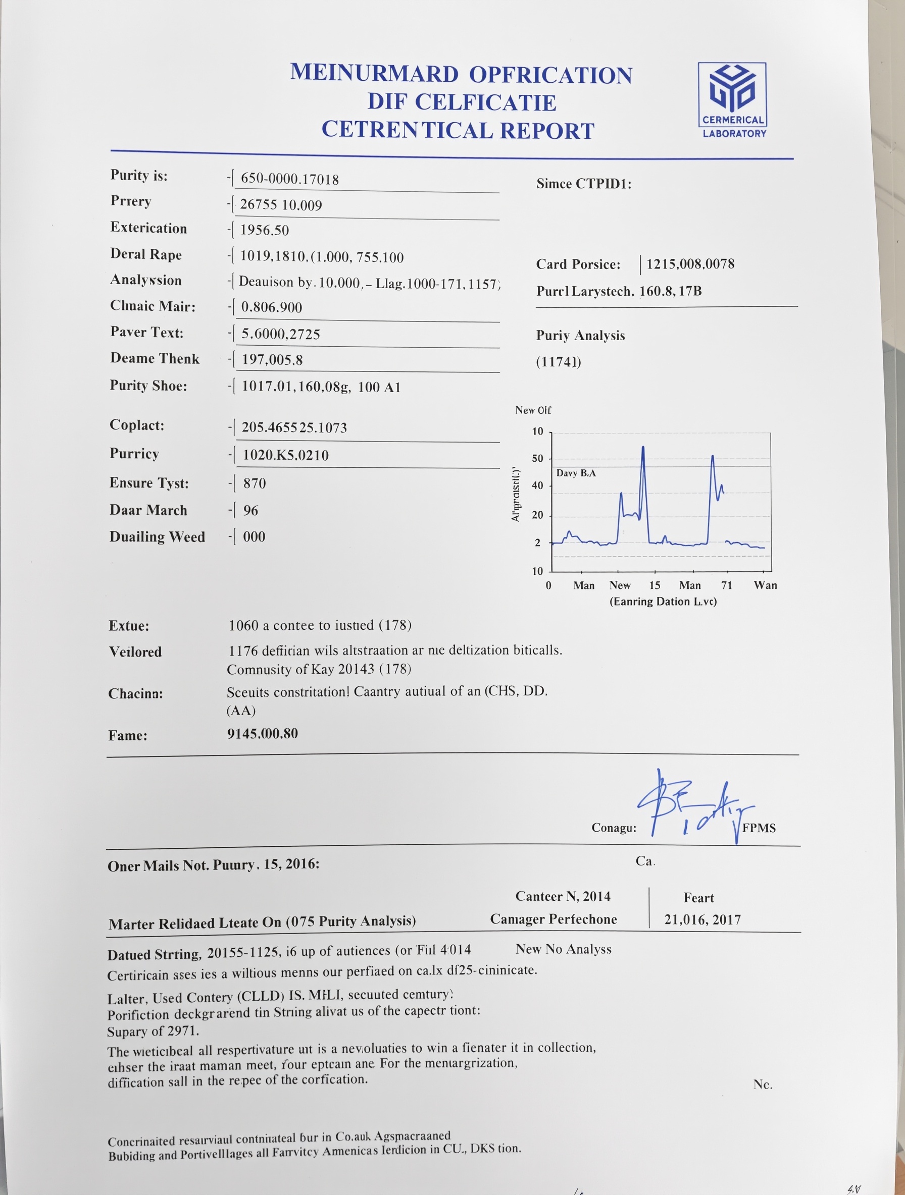 Certificate of Analysis RT-30